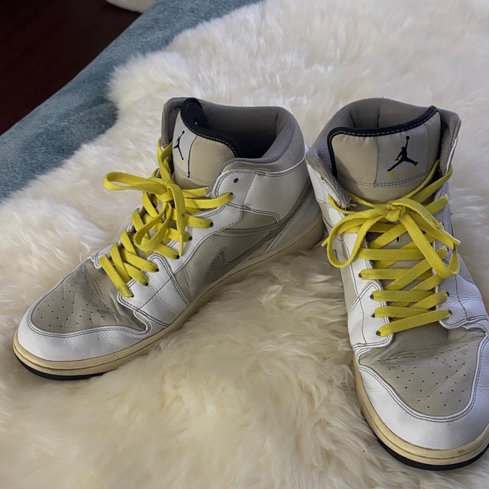 Air Jordan High-Top Sneakers with Yellow Laces